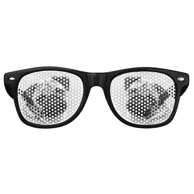 Cute Pug Dog Face on Retro Sunglasses (Front)