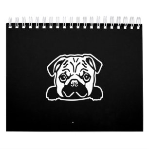 Cute Pug Dog Face Sketch   Pug Lovers Calendar
