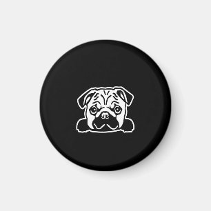 Cute Pug Dog Face Sketch   Pug Lovers Magnet