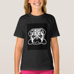 Cute Pug Dog Face Sketch Pug Lovers T-Shirt