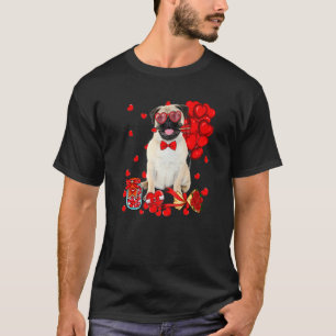 Cute Pug Dog Funny Heart Valentine's Day Dog Mom D T-Shirt