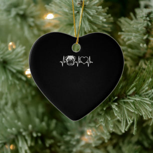 Cute Pug Dog Heartbeat   Love Pug Dog Ceramic Ornament