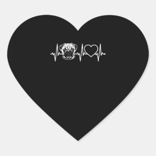 Cute Pug Dog Heartbeat Lovely Pug Dog Heart Sticker