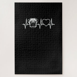 Cute Pug Dog Heartbeat Lovely Pug Dog Jigsaw Puzzle
