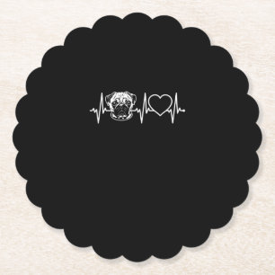 Cute Pug Dog Heartbeat Lovely Pug Dog Paper Coaster