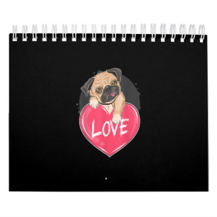Cute Pug Dog Hearts Pug Valentine's Gift Calendar