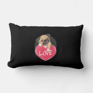 Cute Pug Dog Hearts Pug Valentine's Gift Lumbar Pillow