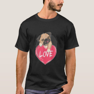 Cute Pug Dog Hearts Pug Valentine's Gift T-Shirt