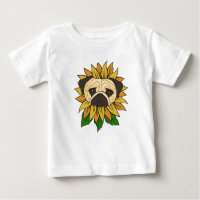 Cute Pug Dog in a Sunflower