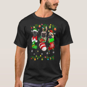 Cute Pug Dog In Christmas Socks Pet T-Shirt