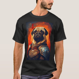 Cute Pug Dog Knight Character Retro Pixel Art T-Shirt