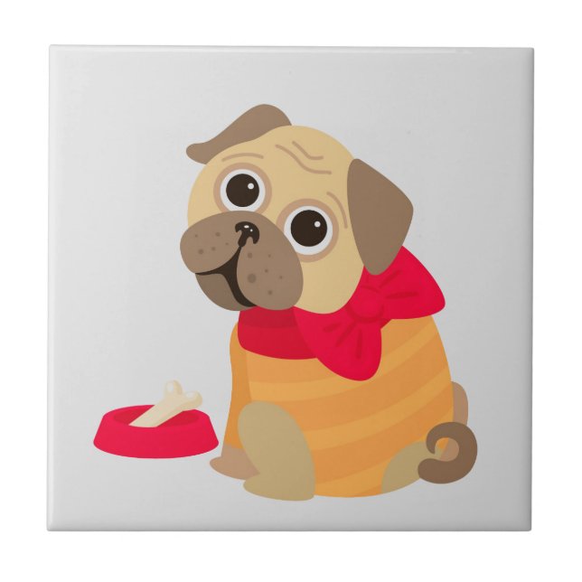 Cute pug dog lover tile (Front)