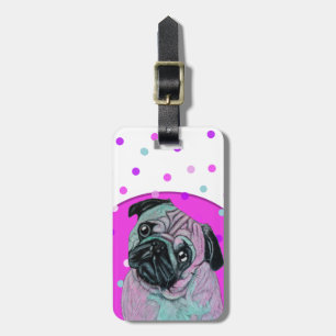 Cute pug dog luggage tag