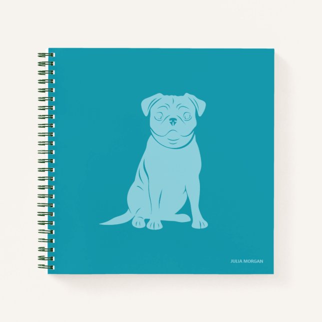 Cute Pug Dog Personalized Custom Notebook (Front)