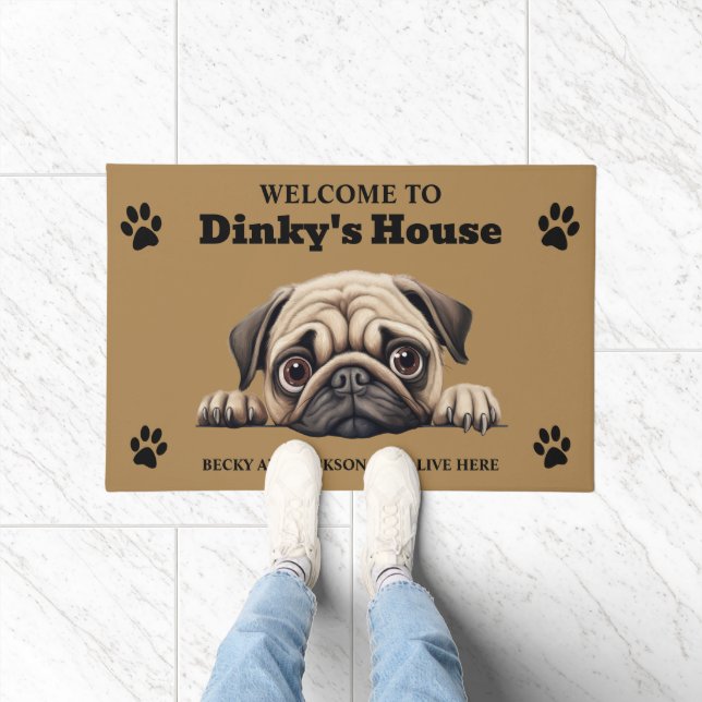 Cute Pug Dog Photo Doormat (Indoor)