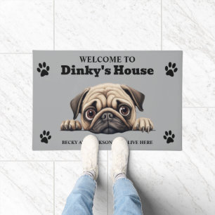 Cute Pug Dog Photo Doormat