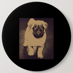 Cute Pug Dog Portrait 6 Inch Round Button