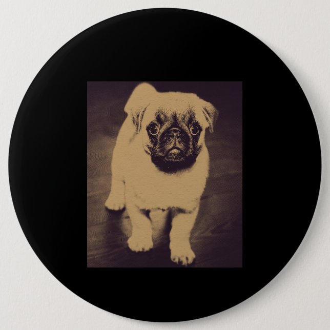 Cute Pug Dog Portrait 6 Inch Round Button (Front)