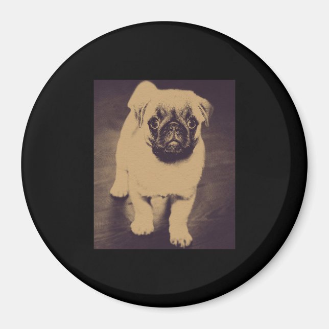 Cute Pug Dog Portrait Magnet (Front)
