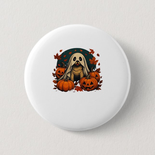 Cute Pug Dog With Pumpkins Fall Halloween Classic  2 Inch Round Button (Front)