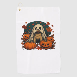 Cute Pug Dog With Pumpkins Fall Halloween Classic  Golf Towel