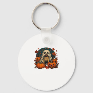 Cute Pug Dog With Pumpkins Fall Halloween Classic  Keychain