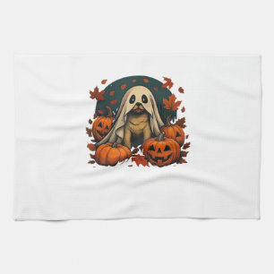 Cute Pug Dog With Pumpkins Fall Halloween Classic  Kitchen Towel