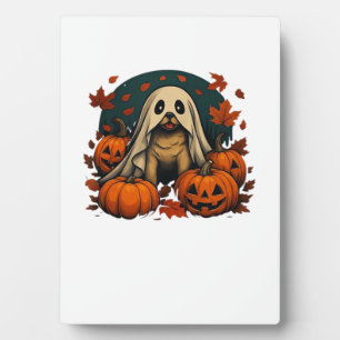 Cute Pug Dog With Pumpkins Fall Halloween Classic  Plaque