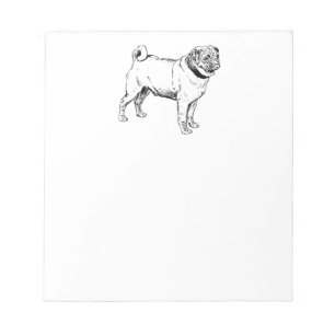 Cute Pug Elegant Dog Drawing Notepad