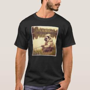 Cute Pug Fishing by the Lake T-Shirt