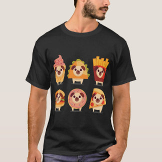 cute pug, funny pug, icecream pug, taco pug, frenc T-Shirt