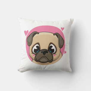 Cute Pug Gift Puppy Dog Lover Mom Fur Mama Pink Throw Pillow