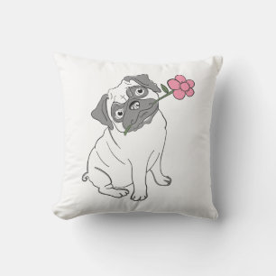 Cute Pug Gift Puppy Dog Lover Mom Fur Mama Throw Pillow