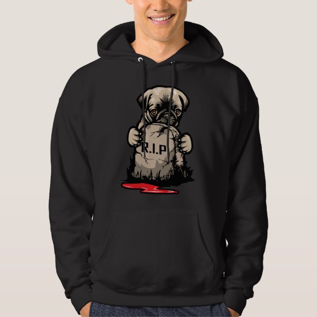 Cute Pug Grave Stone Classic T-Shirt 950 Hoodie (Front)