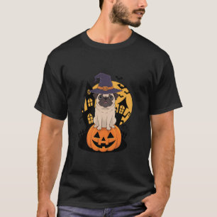 Cute Pug Halloween Witch Costume Pumpkin Funny Spo T-Shirt