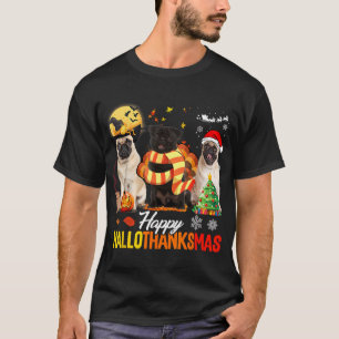 Cute Pug Happy Hallothanksmas Halloween Thanksgivi T-Shirt