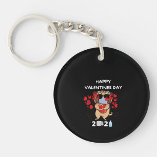 Cute Pug Heart Face Mask Happy Valentines Day 2021 Keychain