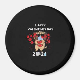 Cute Pug Heart Face Mask Happy Valentines Day 2021 Magnet