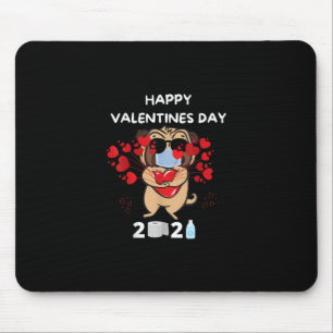 Cute Pug Heart Face Mask Happy Valentines Day 2021 Mouse Pad