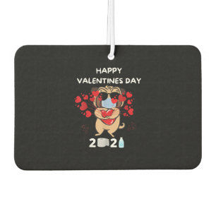 Cute Pug Heart Face Mask Happy Valentine's Day Air Freshener