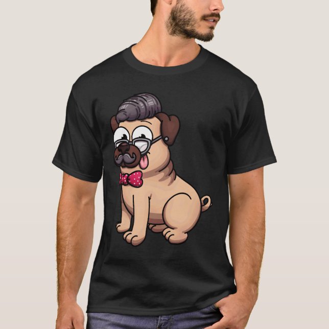 Cute Pug Hipster Classic  602 T-Shirt (Front)