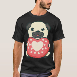 Cute pug holding heart - Dog lover T-Shirt