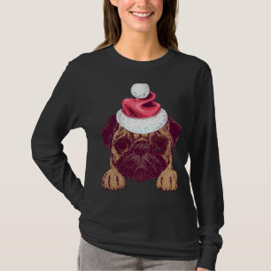 Cute Pug in a Christmas Santa Hat Classic T-Shirt