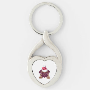 Cute Pug in a Christmas Santa Hat Keychain
