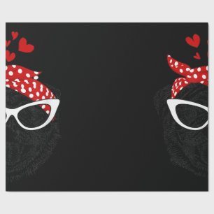 Cute Pug In A Headband With Glasses Gifts Wrapping Paper