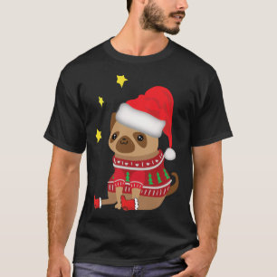 Cute Pug In Christmas Christmas And Sticker T-Shirt