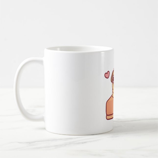 Cute Pug In Pumpkin Pie Funny Coffee Mug (Left)