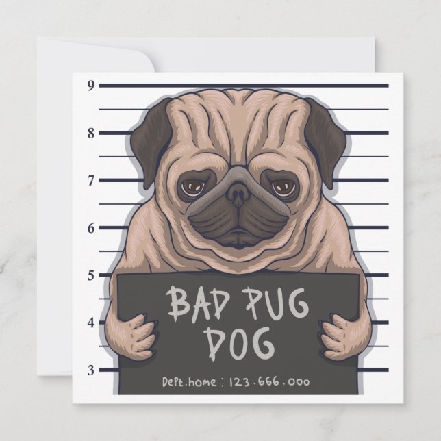 Cute Pug Invitation (Front)