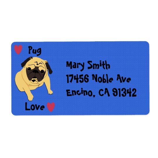 Cute Pug Love Dog Shipping Label