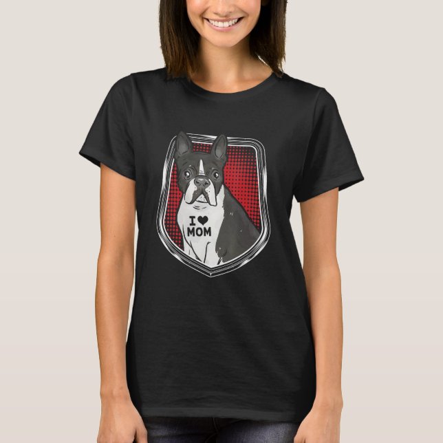 Cute Pug Love Mom T-Shirt (Front)